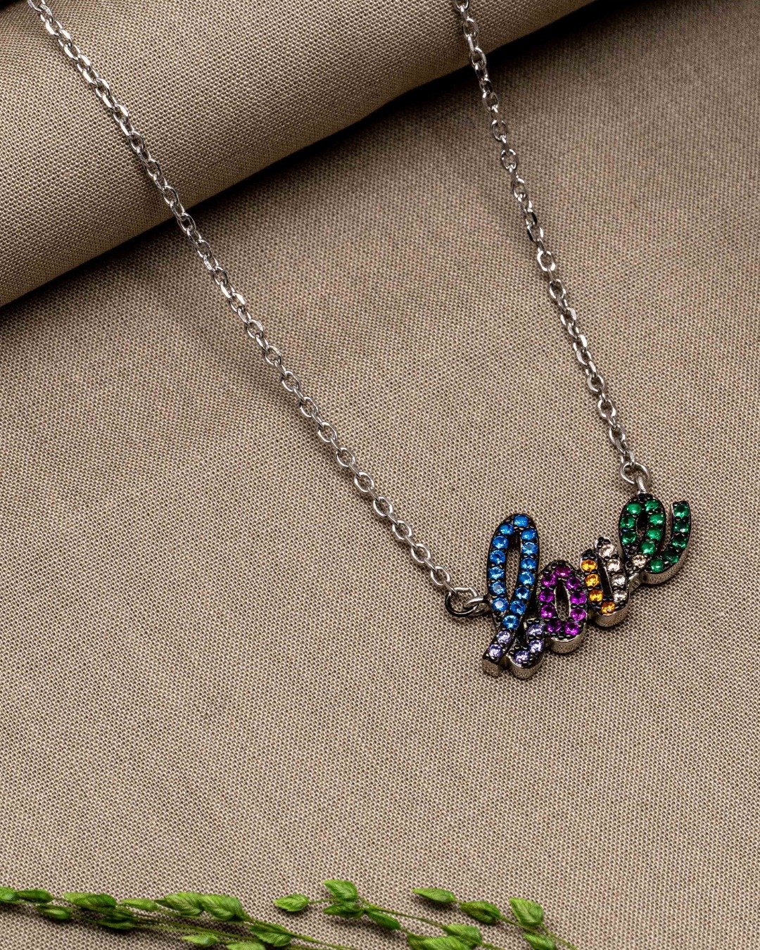 Rainbow Love Script Necklace Set – 925 Sterling Silver