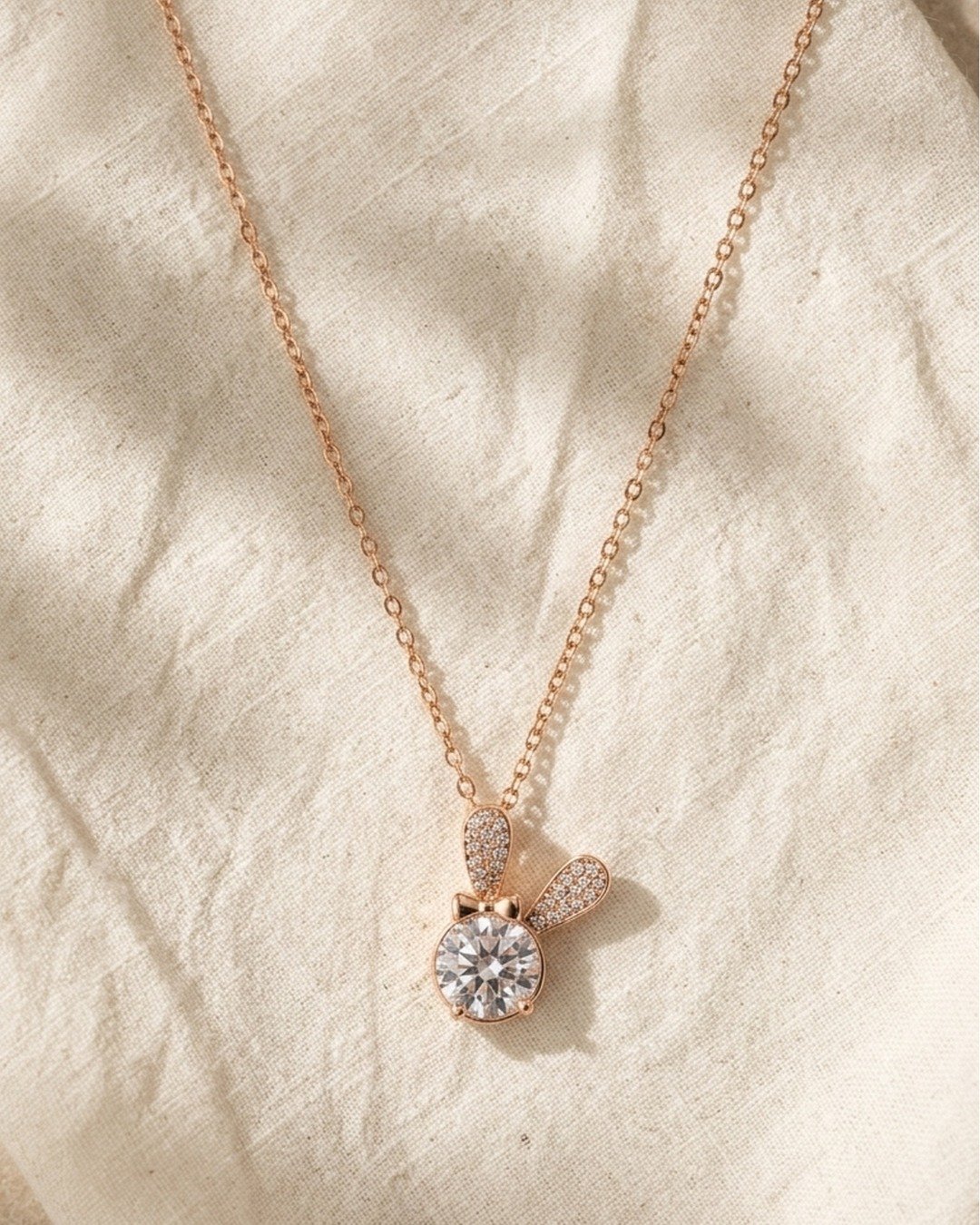 Rose Gold Sparkle Drop Pendant Necklace – 925 Sterling Silver