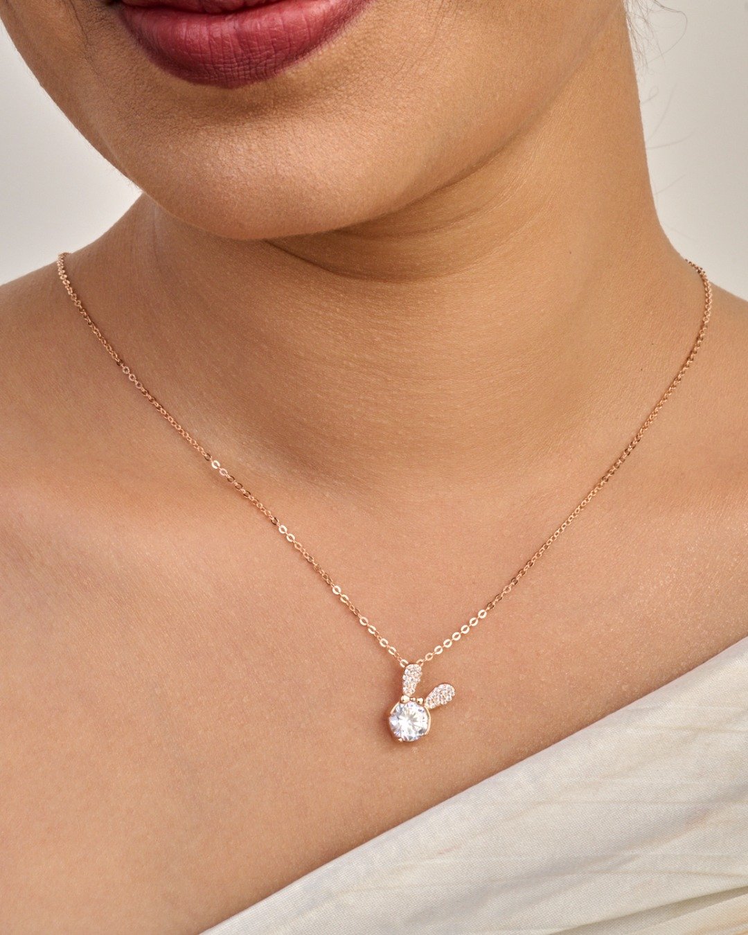 Rose Gold Sparkle Drop Pendant Necklace – 925 Sterling Silver — view 3