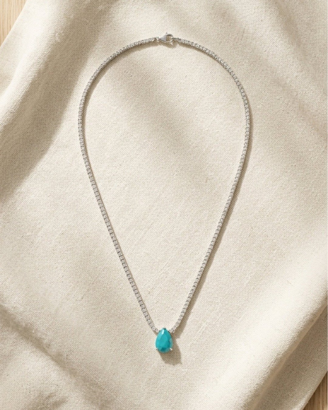 Emerald Drop Tennis Necklace – 925 Sterling Silver